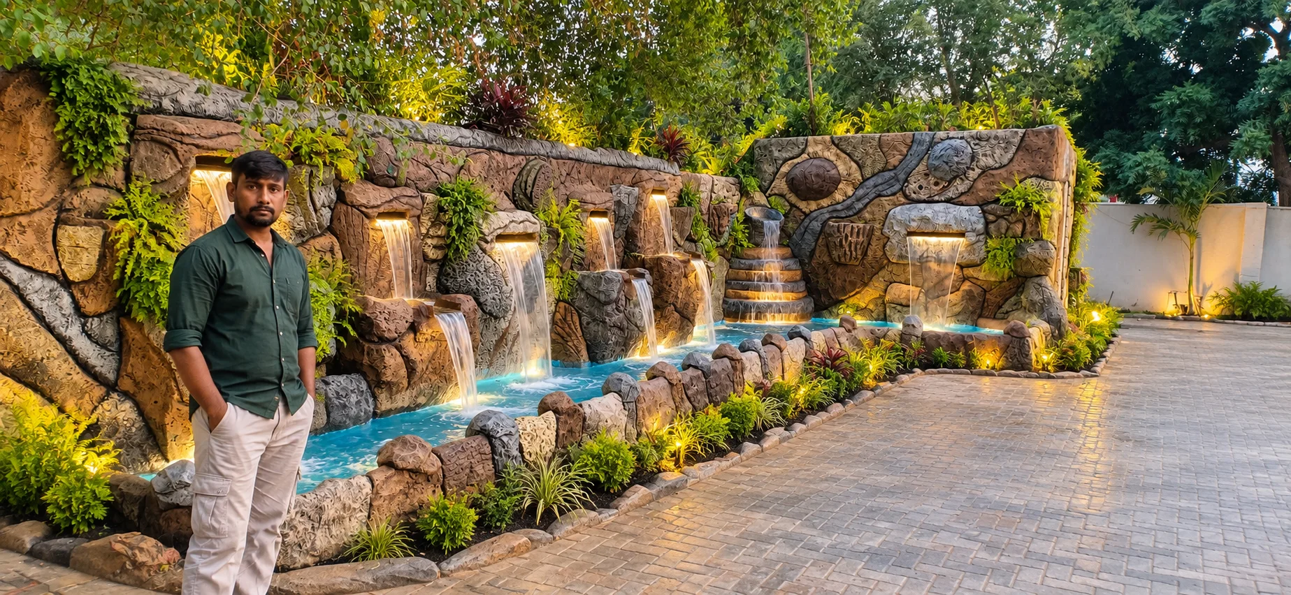 An evening by the water. Water Features & Fountains from the Mock Rock Gardening portfolio.