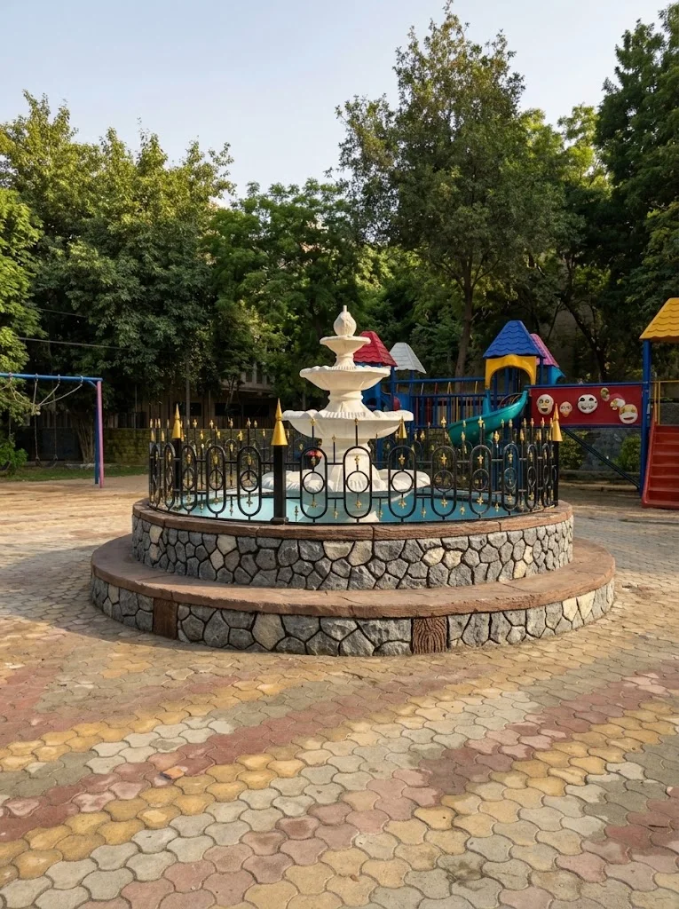 A fountain at the heart of the park. Water Features & Fountains from the Mock Rock Gardening portfolio.