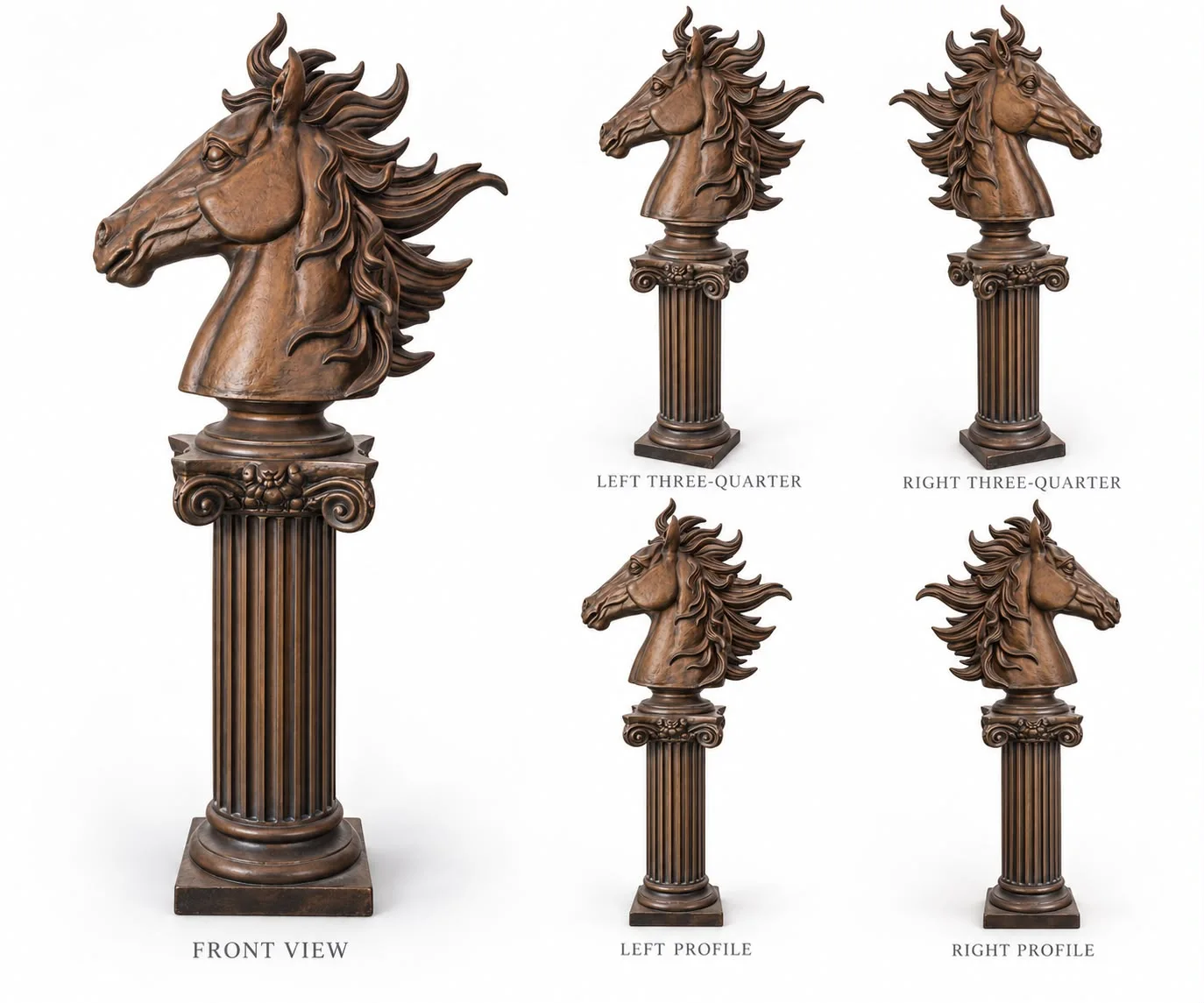 The horse on a pedestal. Fiberglass Art from the Mock Rock Gardening portfolio.