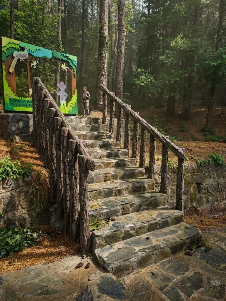 A path through the trees. Mock Rock, Faux Wood & Sculptures from the Mock Rock Gardening portfolio.