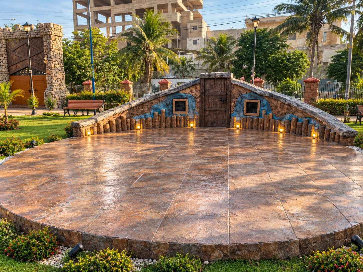 A courtyard in natural textures. Exterior Design & Outdoor Living from the Mock Rock Gardening portfolio.